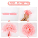 16Pcs Party Decorations - Hot Pink Pom Poms, Paper Flowers For Wedding, Birthday, Engagement Receptions & Bridal Shower