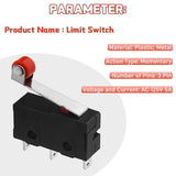 20 Pcs Micro Limit Switch Momentary Hinge Roller Lever Arm Ac 125V 5A Spdt 3 Pin