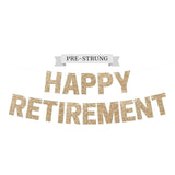 Pre-Strung Happy Retirement Banner - No Diy - Gold Glitter Happy Retirement Banner - Pre-Strung On 8 Ft Strands - Farewell Party Decorations For Men & Women. Did We Mention No Diy