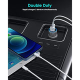 Iphone Car Charger USB C 38W Dual Port MFi Certified With 2x3Ft PD QC 3.0 Cables