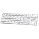 Bluetooth Keyboard Compatible With Mac, With Numeric Keypad, Rechargeable Wireless Keyboard Compatible With Macbook Pro/Air, Imac, Mac Mini/Pro Laptop And Pc (Silver)