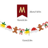 Merry Christmas Banner Christmas Bell Gingerbread Man Xmas Sign Christmas Hat Banner Party Decorations