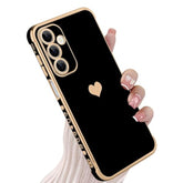 Compatible With Samsung A16 5G Case For Women Girl, Plating Edge Cute Love Heart Soft Tpu Bumper With 4 Corners Shockproof Protection Phone Case Cover For Galaxy A16 5G(Black)