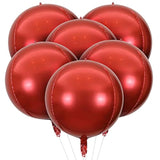4D Round Balloons - Pack Of 6 | Valentine'S Day Red Foil Balloons - 22