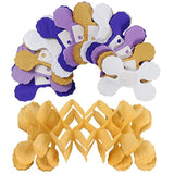 Purple-Gold Party Decorations Garland Streamers - 12Pcs White Purple Lavender Graduation 4-Leaf Clover Paper Streamer,Woman Birthday Wedding Bridal Shower Mothers Banners Decor