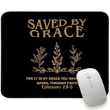 Christian Mouse Pad Bible Verses Small Mousepad, Saved By Grace Ephesians 2:8-9, Rectangle Black And Gold Travel Computer Mouse Pad For Laptop, Inspirational Christian Gifts For Women 11.8X9.8