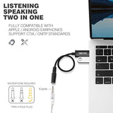 2-Pack USB to 3.5mm Audio Adapter Cable with TRRS Mic Support, 9.8 Inch