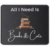 All I Need Is Books & Cats Mouse Pad - Funny Cat Owner, Cat Lover Gift - Book Reader Reading Mousepad - Book Lovers - Animal Mouse Mat 9.5 Inch For Office
