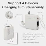 Portable Charger 15000Mah Power Bank 22.5W Fast Charging Built-In Cables And Ac Wall Plug, 3-In-1 Compact Usb-C Battery Pack Travel Essentials For Iphone 16,Ipad, Android, Samsung (White)
