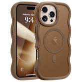 For Iphone 16 Pro Max Case, Curly Wavy Frame Hard Translucent Matte Clear Back Cover For Women Men Compatible With Magsafe Shockproof Tpu Bumper Phone Case For Iphone 16 Pro Max, Desert Gold