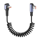 90 Degree Coiled Usb C To Usb C Cable 65W 1M/3.2Ft Retractable Usb Type C Cable For Car,Supports 6A Fast Charging & Data Transfer,For Phone, Laptop, Charger (Right Angle)