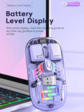 Rgb Mouse Transparent, Mouse Rechargeable, Noiseless Computer Mouse With Usb Receiver, 1600 Adjustable Dpi Optical Cordless Computer Mouse (Black)