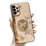 Topwin Galaxy A32 5G Kickstand Case, Cute Marble Conch Shell Floral Butterfly with Ring Stand Elegant Shockproof Protective Cover for Girls Women for Samsung Galaxy A32 5G (Rose Gold)