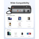 Portable Charger 3 In 1, 10000Mah Power Bank Built In Cable And Ac Wall Plug 65W, Phone Battery Pack Fast Charging 35W Max, Usb C Travel Chargers For Iphone 16 15 Series, Samsung, Macbook, Laptop