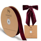 Burgundy Velvet Ribbon 1'' 25 Yards For Christmas Tree, Gift Wrapping, Flower Bouquet, Wreath Decorations, Bow Making