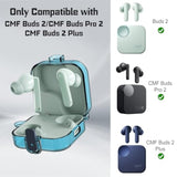 For Cmf Buds 2 Plus/Cmf Buds 2 / Cmf Buds Pro 2 Case With Safety Lock, Flexible Tpu Clear Protective Case With Cleaner Kit & Carabiner Accessories Set(Clear Blue)