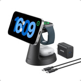 Anker MagSafe Charger Compatible, MagGo 3-in-1 Charging Station, Qi2 Certified 15W Magnetic Wireless Charger Dock Stand, For iPhone16/15/14/13/12 Series, Apple Watch,AirPods,and More(Adapter Included)