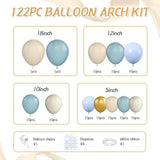 Dusty Blue Balloon Arch Kit,122Pcs Light Blue Sand White Metallic Gold Matte Balloons For Kids Boy Baby Shower Decorations Wedding Graduation Bridal Engagement Birthday Party Supplies