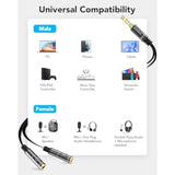 Headset Splitter, 3.5Mm Headphone Mic Splitter Cable For Headset With Separate Audio Microphone Jacks (Not For Dual Audio Jacks)