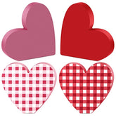 4 Pcs Valentine'S Day Wooden Decor Valentines Wooden Heart Decoration