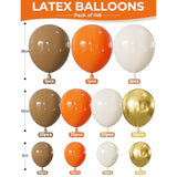 146PCS Fall Thanksgiving Balloon Arch Kit with Orange Gold Pumpkin Balloons