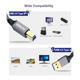 Usb 3.0 Cable (10Ft), Durable Nylon Braided Usb A To Usb B Cable Compatible With Printers, Monitor, Docking Station, External Hard Drivers, Scanner, Hub And More Devices(Grey)