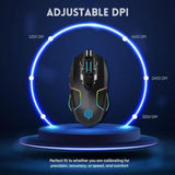 Wired Gaming Mouse With Ambidextrous Design, Heavyweight Usb Mouse, Rgb Lighting, Adjustable Dpi, For Computer And Laptop, Black (Mke 810 Megalodon)