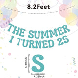 Summer I Turned 25 Banner, Blue Glitter Cheers to 25 Years Beach Party Decor