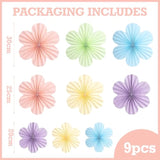 Pastel Paper Flowers Decorations For Wall, Hanging Paper Fans Paper Floral Backdrop Decor Paper Fans Decoration Mothers Day Birthday Wedding Baby Shower, Set Of 9