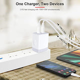 25W Type C Charger Block, Usb C Cube Dual Port Usb C Wall Adapter C Wall Charger Box Fast Charging Brick For Samsung A16 5G/S25 Ultra/S24/S23Fe/S22/A03S/A53, Iphone 16/15/14/13/12/11/Se/X,Pixel 9 Pro