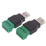 2 Pack Usb Terminal Block Adapter Usb2.0 Type A Male Female Plug To 5 Pin Conn
