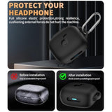 Soundcore C30i Case Cover, Premium Silicone Protective Scratch Resistant Logo Visible Design Compatible with Anker Open-Ear Earbuds Charging Case with Carabiner, Black