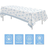 Blue Bow Party Tablecloths – 3-Pack Coquette Disposable Covers for Birthday & Shower
