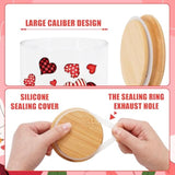 3Pcs Valentine'S Day Glass Storage Jars With Airtight Lid Red Love Heart Gnome Truck Decorative Canisters Sets For Home Kitchen Countertop