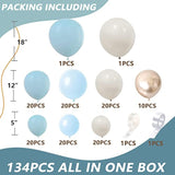 Dusty Blue Balloon Garland Kit: Sand White, Gold & Slate Party Decor
