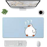 Cute Fat Duck Pattern Desk Mat,Cartoon Animal Game Mouse Pad,Blue Extended Desk Mat,Makeuptable Mat,Desk Writing Mat For Office Work Home For Girl Women(31.5''X15.7'', Blue&Doubt Duck)