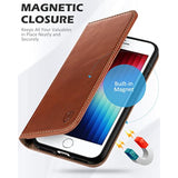 SHIELDON Genuine Leather Case Wallet for iPhone SE 2022/2020, Retro Brown, Compatible with iPhone SE 3/SE 2/8/7, iPhone 13 Pro Max 5G, iPhone 13 Pro 5G, iPhone 14 Pro Max 5G, iPhone 14 Pro 5G
