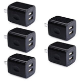 Usb Wall Plug, 2.1A Dual Port Usb Power Block Quick Charger Plug Cubes 5 Pack Compatible Iphone 16/15 Pro Max/14/13/12/11/Se/8/X,Samsung Galaxy S24Ultra S23 A15 5G A54 A14 A55 A13 A23 S21 S9 S8