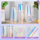 30Pcs 2 Styles Iridescent Plastic Cups 16Oz Bachelorette Disco Glitter Cups Drinking Cups Party Favor Cup Disposable Iridescent Pastel Party Supplies For Unicorn Bachelorette Party Birthday Wedding