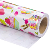 Foil Wrapping Paper - Mini Roll - 17 Inch X 16.5 Feet - Gold Foil Cupcakes Birthday Wrapping Paper For Kids Girls, Baby Showers, Weddings