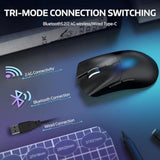 R1 Wireless Gaming Mouse,Tri-Mode Connection (2.4G/Wired/Bt5.2),55G Lightweight,18K Dpi Optical Sensor,Huyu 20 Million Key Life,Ergonomic Design,For Pc/Laptop/Win/Mac(Black)