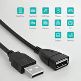 3Ft USB A Male to Female Extension Cable for Data Transfer and Charging Black
