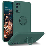 For Galaxy S20 Case, Phone Case Samsung S20 5G 2020,Slim Silicone Ring Holder Kickstand | Support Car Mount | Soft Rubber Hybrid Hard Protection Shockproof Bumper Non-Slip Cover,Dark Green