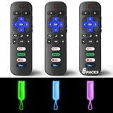 (Pack of 3) Replacement Remote Only for Roku TV with Soft Protective Cover (Glow in The Dark), Compatible for TCL Roku/Hisense Roku/Onn Roku/Sharp