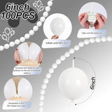 White Link Balloons, 100Pcs Linking Balloons With Tail For Making Balloon Wall Arch And Chains, Pearl Quick Balloon For Wedding Birthday Baby Shower Engagement Graduation Party Decorations (6Inch)