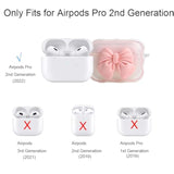 Compatible With Apple Airpods Pro 2 Generation 2022 Case Cover, Cute 3D Bow Tie Design Shockproof Soft Clear Tpu Kawaii Airpods Pro2 Protector With Keychain For Women Girls, Bow Pink