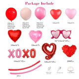 172Pcs Valentines Day Balloon Garland Arch Kit with Pink and Red Balloons 18" 12" 10" 5", XOXO Foil Balloons for Women Girls Valentines Day Wedding Engagement Anniversary Party Decorations