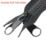 2Pcs #10 60 Inch Separating Large Plastic Zippers Black Tape With Doub