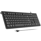Wired Keyboard, Ultra-Thin Usb Wired Computer Keyboard, Low-Profile Keys, Spill-Resistant, Multimedia Keys, Compatible With Windows, Mac, Chrome, Linux, And Android-Black