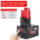 12V 9.0Ah Li-Ion Replacement 12V Battery Compatible With Milwaukee 48-11-0490 48-11-2402 48-11-2411 48-11-2430 48-11-2450 48-59-2440 12V Cordless Tools
